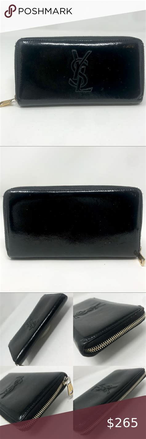 ysl black patent wallet